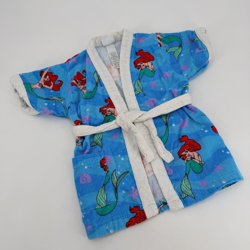 Vintage 90s Little Mermaid Disney Robe Swim Cover Up Kids Small 4 5